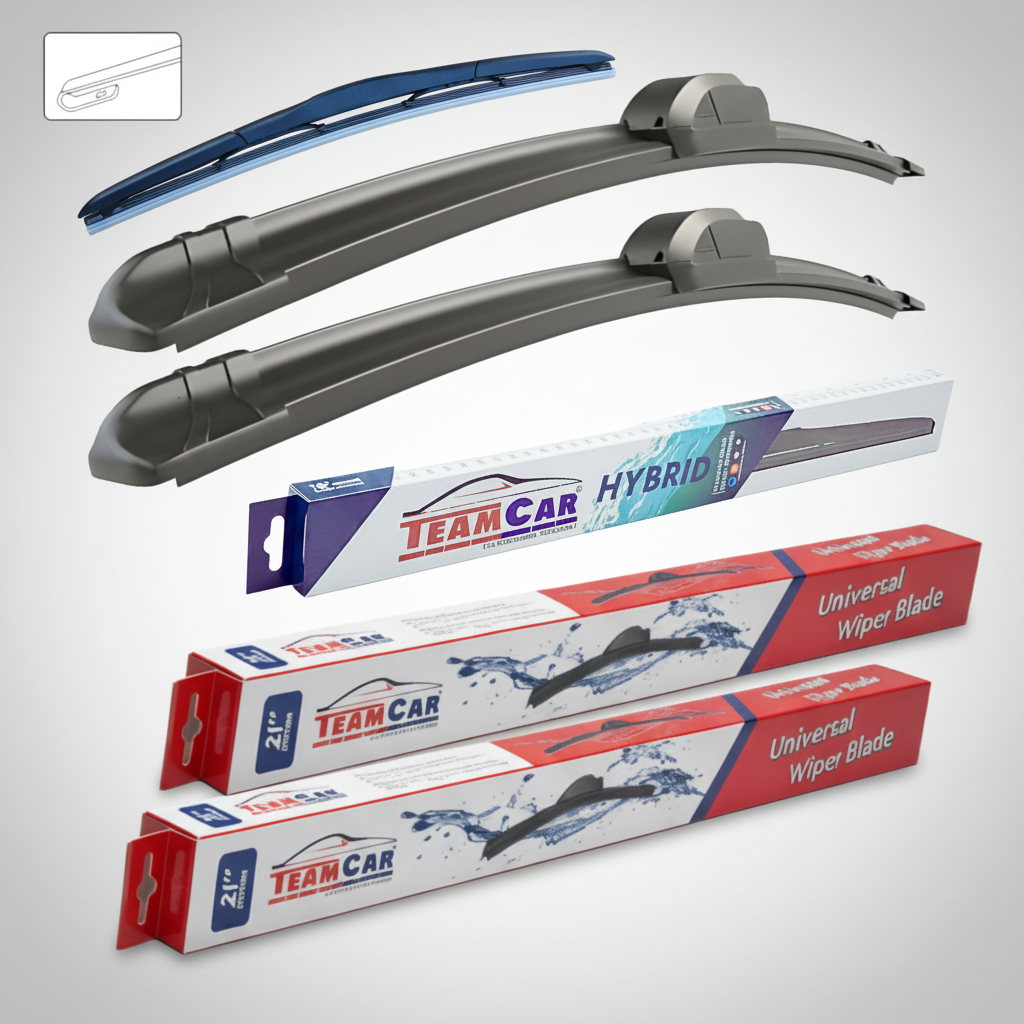 set de 3 ștergătoare team car 2 pentru față flat și hibrid pentru spate.