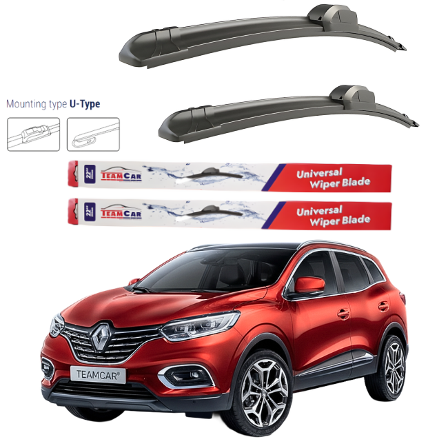 Covorase auto tip tavita dedicate pentru Ștergătoare Renault Kadjar Facelift (2018–2024) TeamCar® – Flat | Set Complet - cauciuc antiderapant, usor de curatat