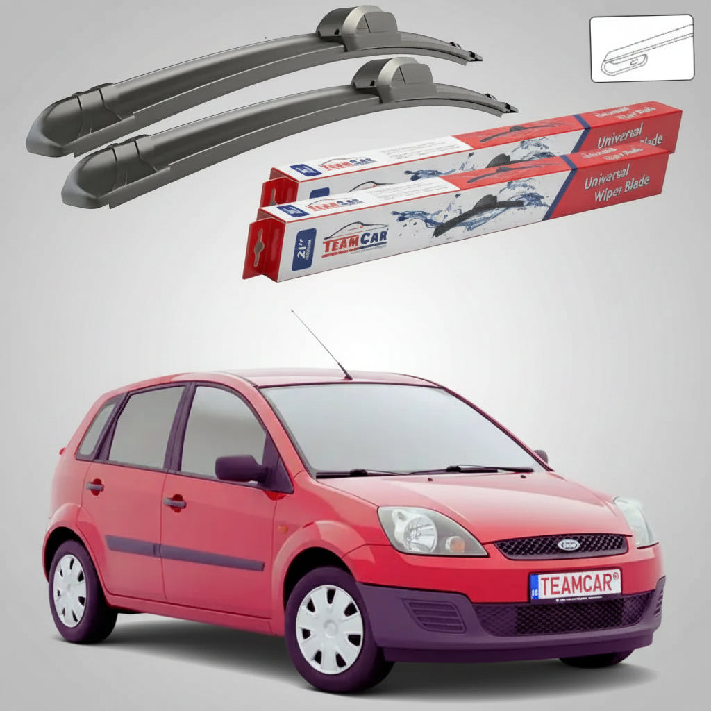Ștergătoare Ford Fiesta Gen V JH/JD Hatchback 2001-2008 | Set Față Flat – TeamCar®