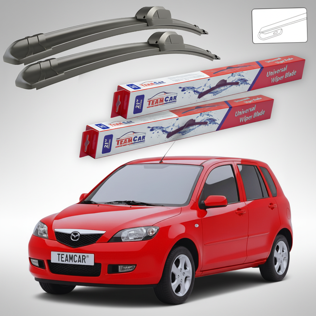Ștergătoare Mazda 2 DY 2003-2005 | Set Față Flat – TeamCar®