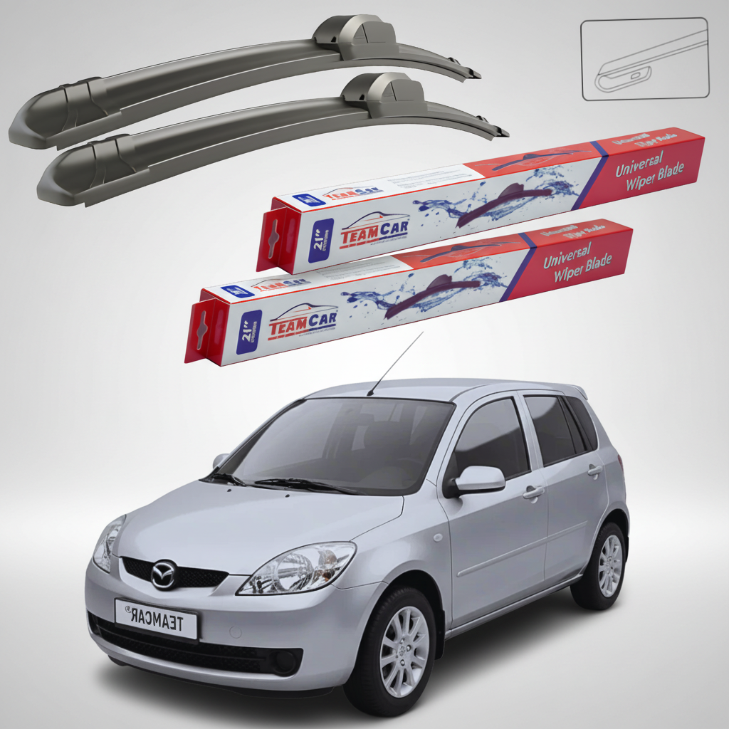Ștergătoare Mazda 2 DY Facelift 2005-2007 | Set Față Flat – TeamCar®