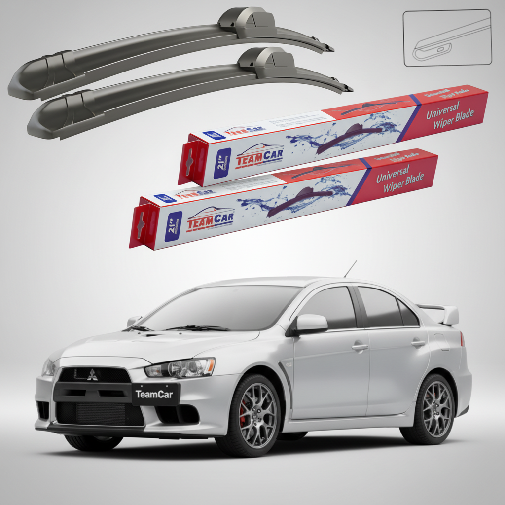 Ștergătoare TeamCar® pentru Mitsubishi Lancer Sedan (CY) / EVO X 2008–2017 – Set Față Flat