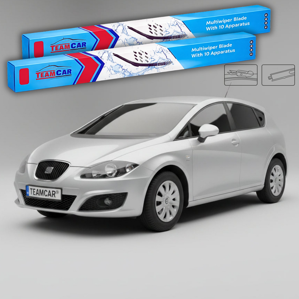 Ștergătoare TeamCar® pentru Seat Leon (1P) (2005–2012) – Set Față Flat coduri 1P0955425B/1P0955426B, 3397007099