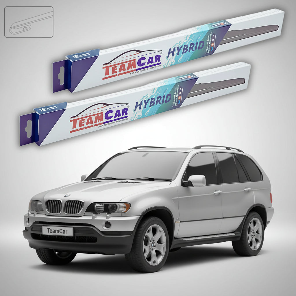 Ștergătoare TeamCar® pentru BMW X5 (E53) Facelift 2002–2006 – Set Față Hibrid