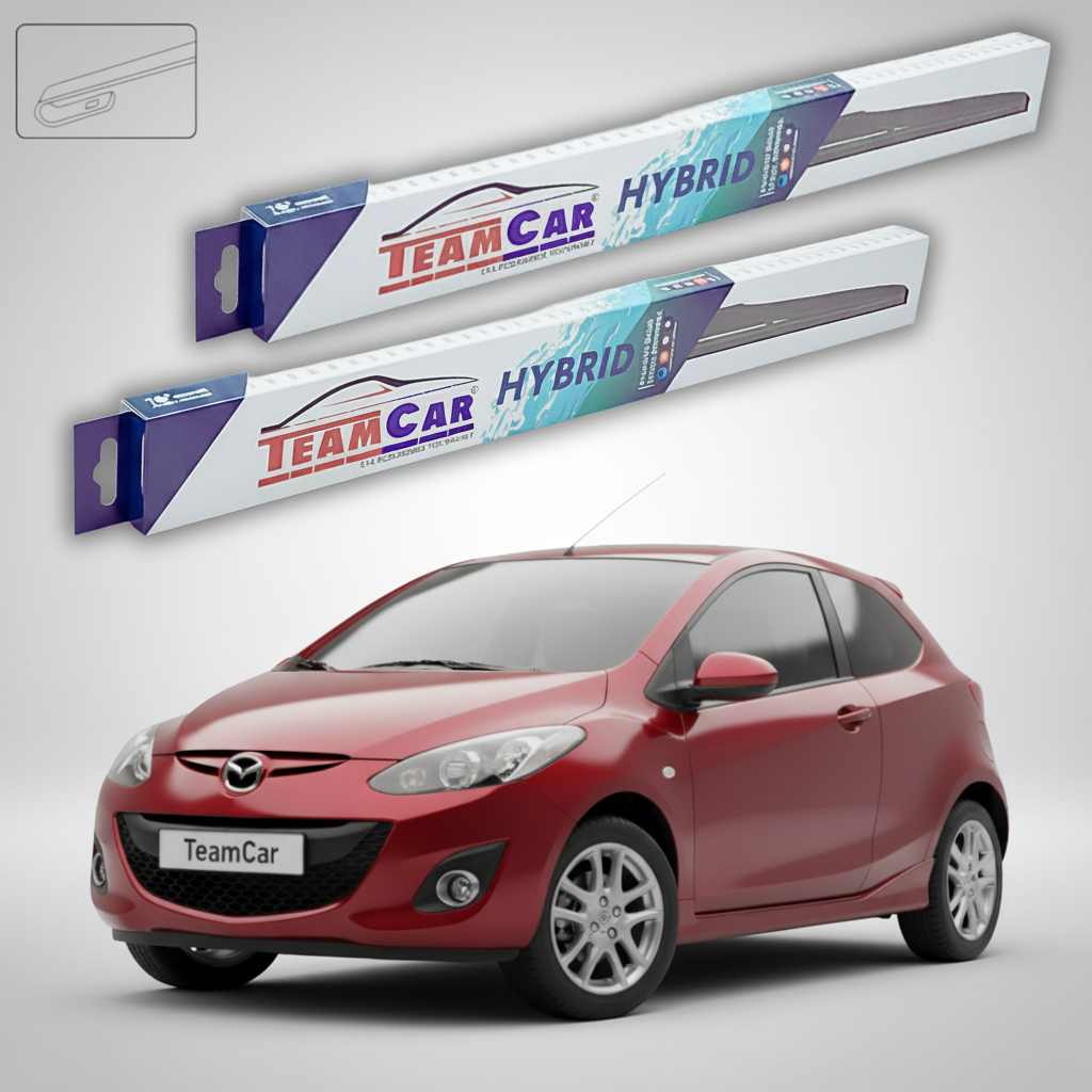 Ștergătoare Mazda 2 DE Facelift 2010-2014 | Set Față Hibrid – TeamCar®
