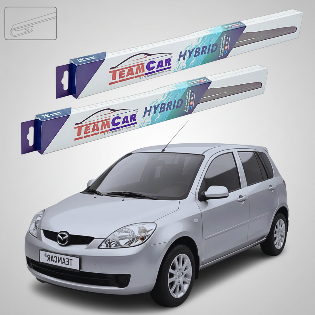 Ștergătoare Mazda 2 DY Facelift 2005-2007 | Set Față Hibrid – TeamCar®