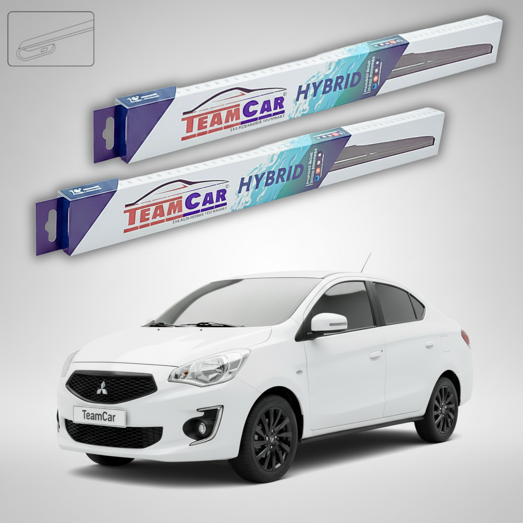 Ștergătoare TeamCar® pentru Mitsubishi Attrage Sedan (A10/A13) 2018–prezent – Set Față Hibrid