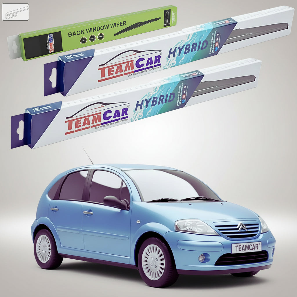 Ștergătoare Citroën C3 Gen I FC/FN Hatchback 2002-2009 | Set Față și Spate Hibrid – TeamCar®