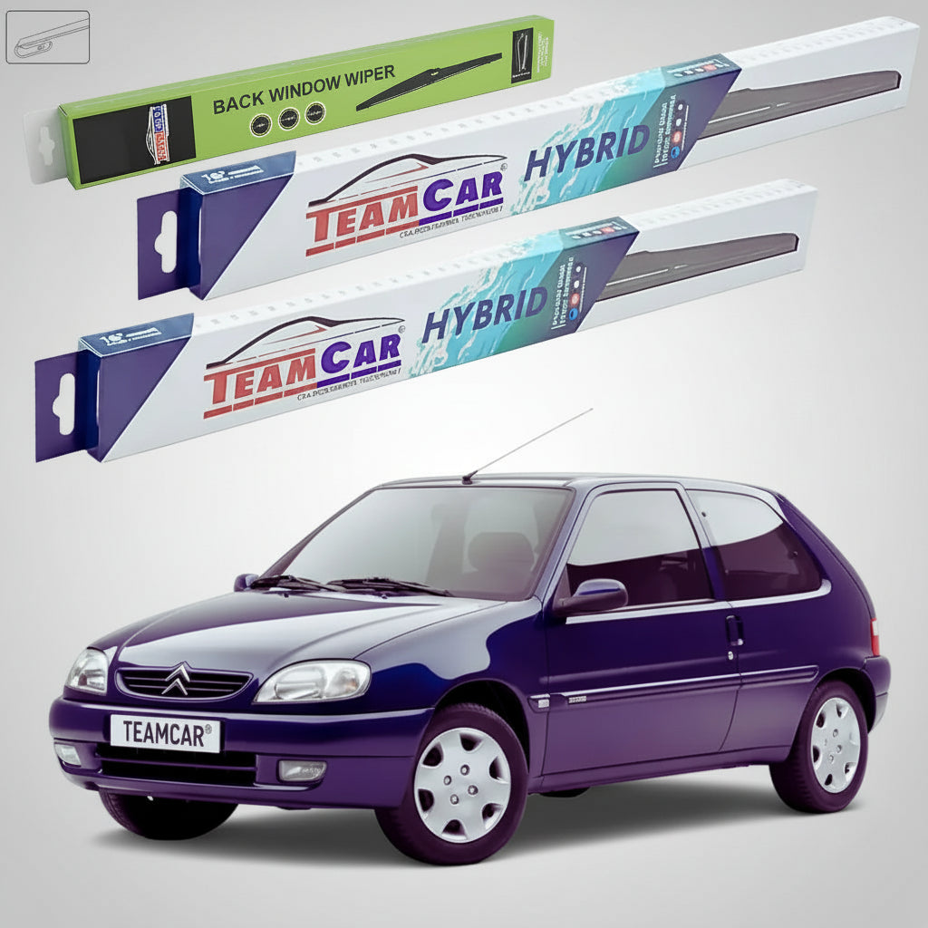 Ștergătoare Citroën Saxo S1 Hatchback 1999-2004 | Set Față și Spate Hibrid – TeamCar®