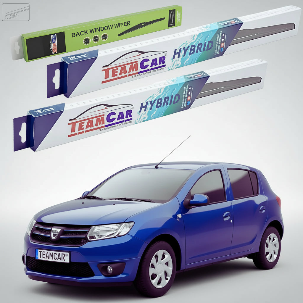 Ștergătoare Dacia Sandero II 2014-2015 | Set Față și Spate Hibrid – TeamCar®