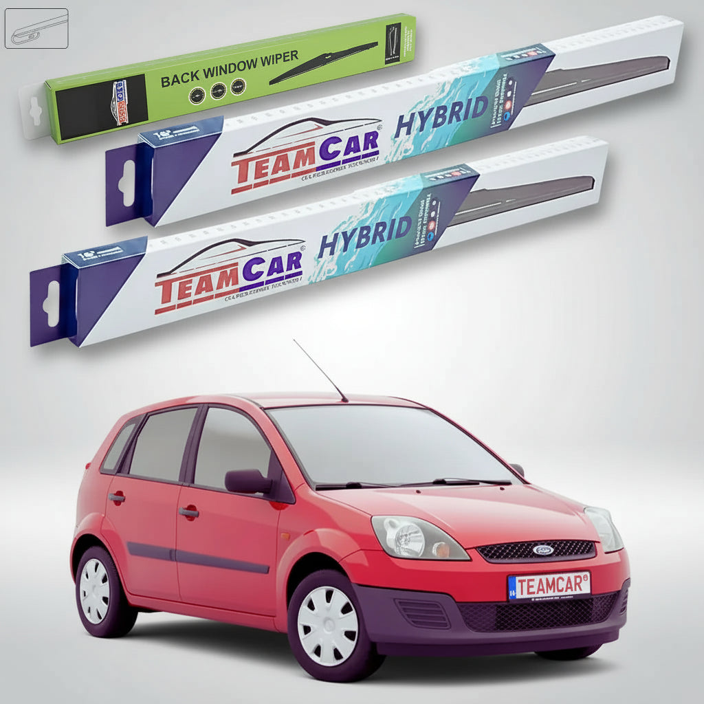 Ștergătoare Ford Fiesta Gen V JH/JD Hatchback 2001-2008 | Set Față și Spate Hibrid – TeamCar®