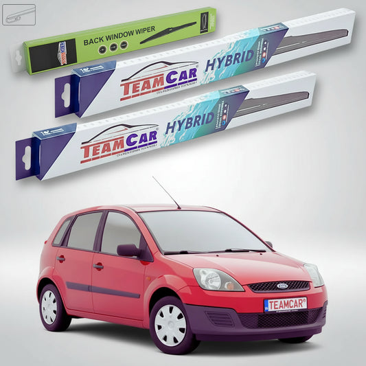 Ștergătoare Ford Fiesta Gen V JH/JD Hatchback 2001-2008 | Set Față și Spate Hibrid – TeamCar®