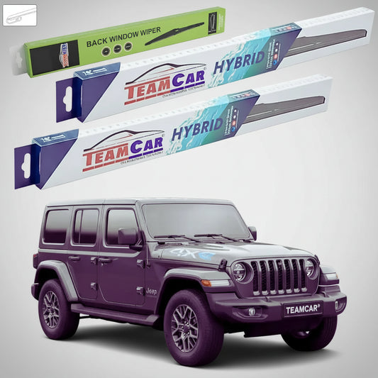 Essuie-glaces Jeep Wrangler JL 2017-présent | Jeu hybride avant et arrière – TeamCar®