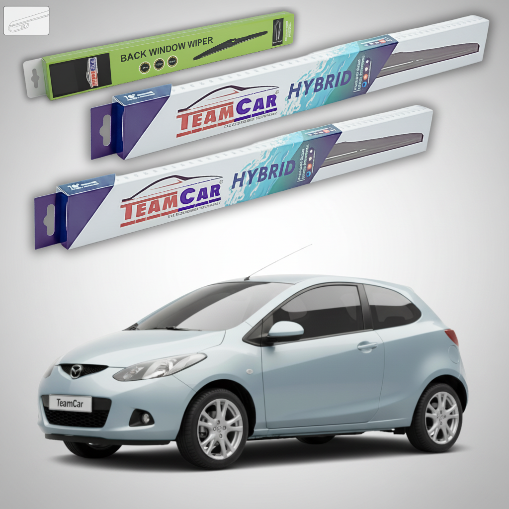 Ștergătoare Mazda 2 DE 2008-2010 | Set Față și Spate Hibrid – TeamCar®