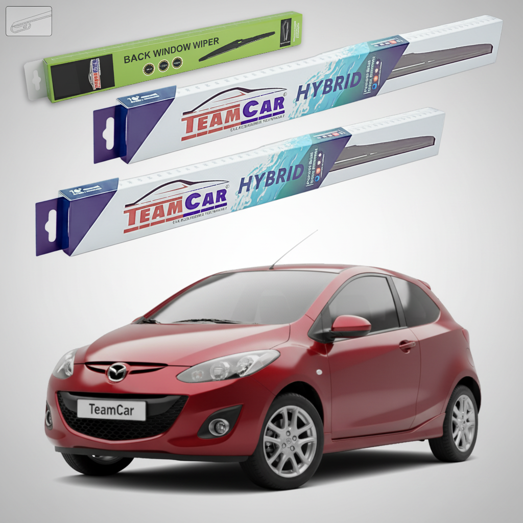 Ștergătoare Mazda 2 DE Facelift 2010-2014 | Set Față și Spate Hibrid – TeamCar®