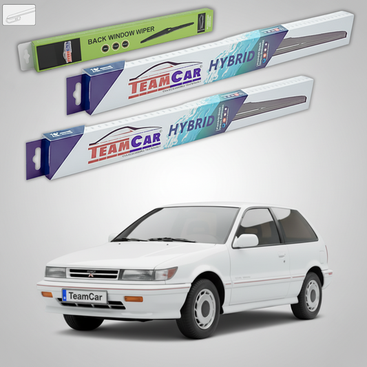 Ștergătoare TeamCar® pentru Mitsubishi Colt III/IV (C5_A, CA_A) 1988–1996 – Set Față și Spate Hibrid