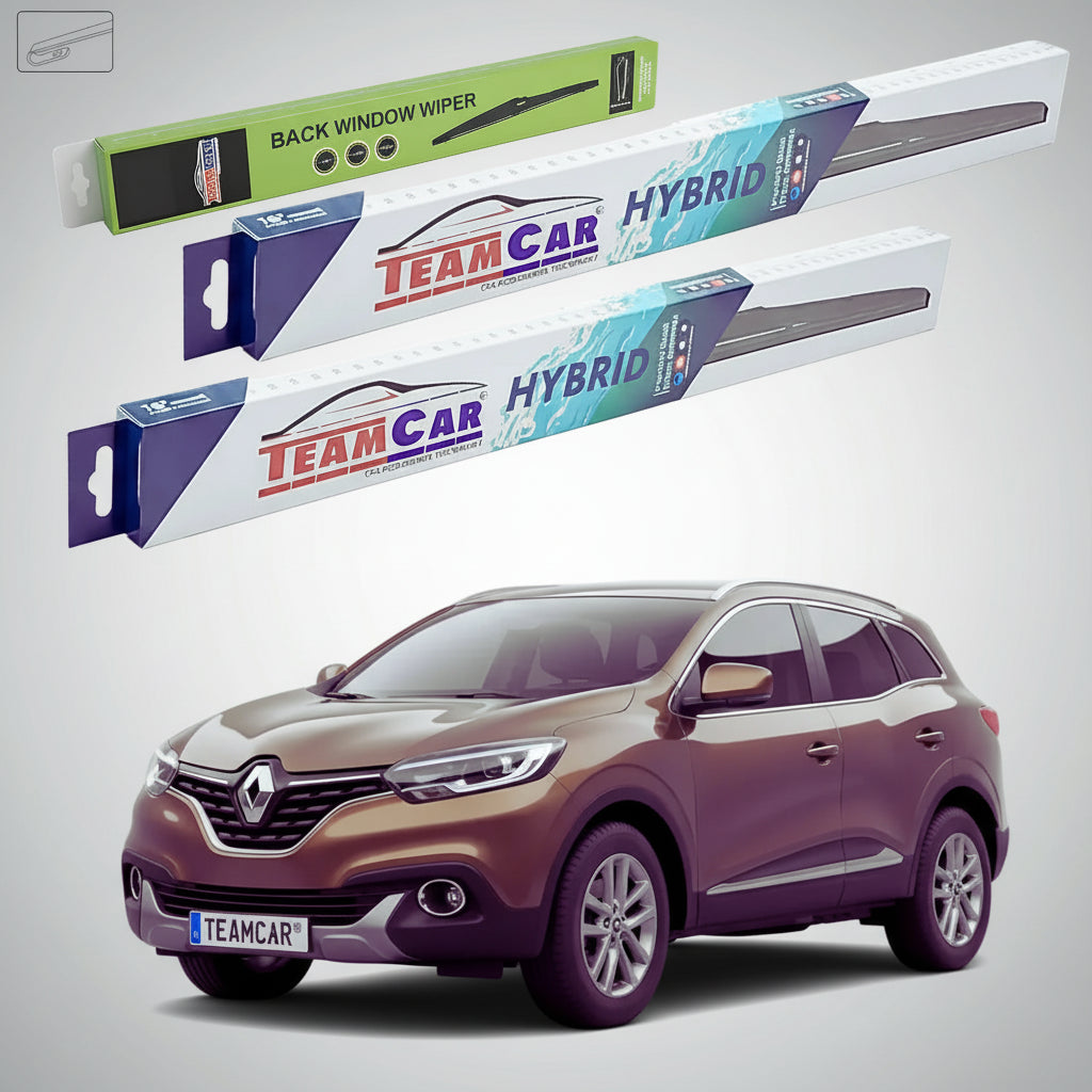 Ștergătoare Renault Kadjar I SUV 2015-2017 | Set Față și Spate Hibrid – TeamCar®