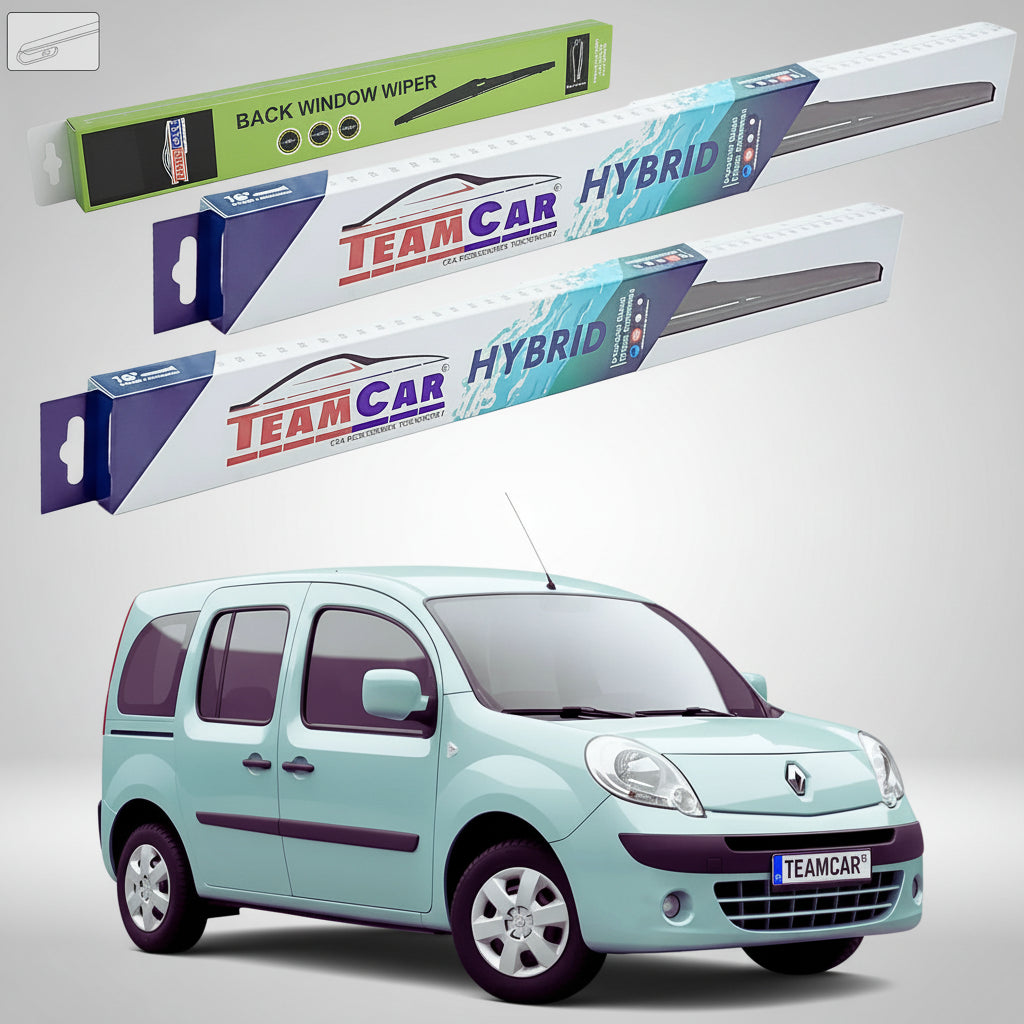 Ștergătoare Renault Kangoo II Hayon 2008-prezent | Set Față și Spate Hibrid – TeamCar®