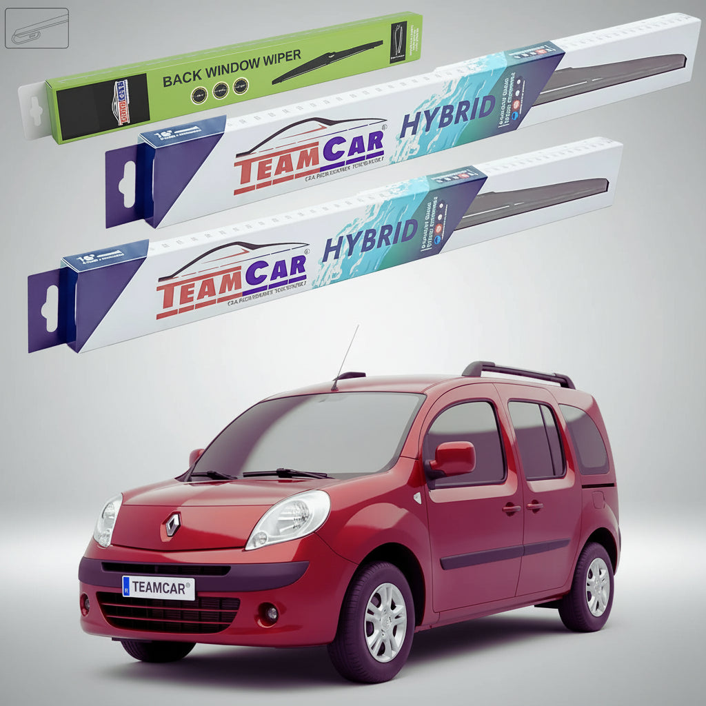 Ștergătoare Renault Kangoo II Van 2 uși 2008-prezent | Set Față și Spate Hibrid – TeamCar®