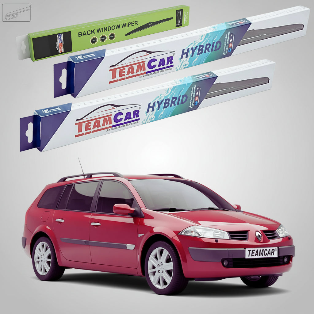 Ștergătoare Renault Megane II Grandtour Break 2002-2006 | Set Față și Spate Hibrid – TeamCar®