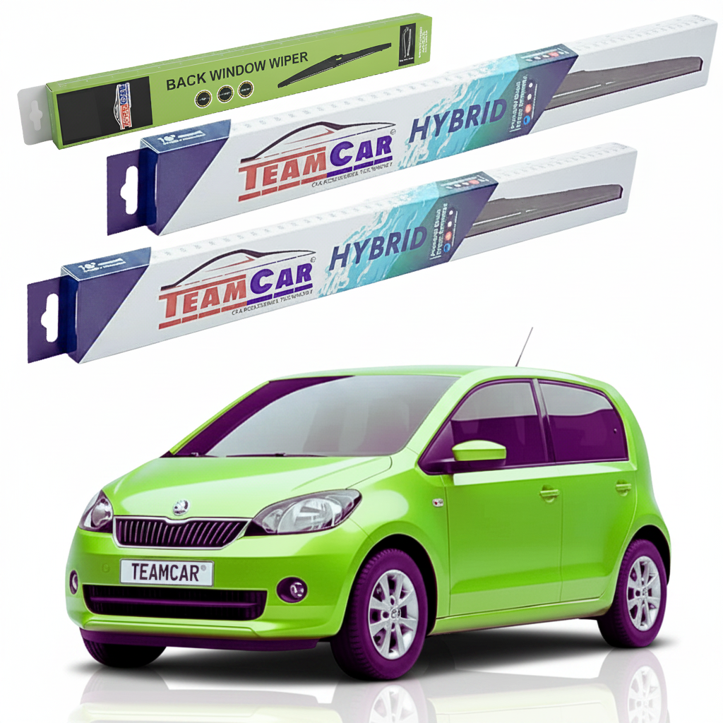 Set complet de ștergătoare parbriz și lunetă pentru primele serii Skoda Citigo (octombrie 2011 – iulie 2012)