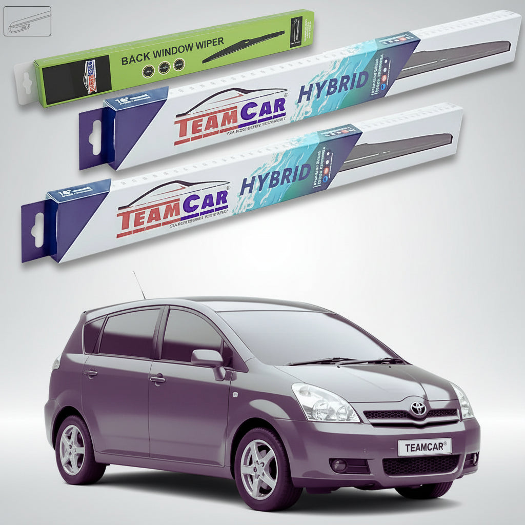 Ștergătoare Toyota Corolla Verso AR10 2004-2009 | Set Față și Spate Hibrid – TeamCar®