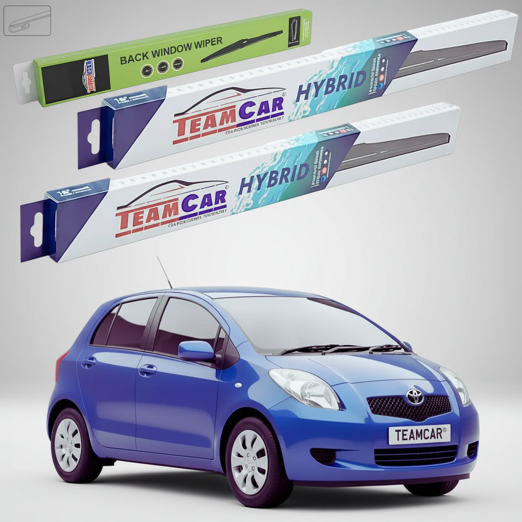 Ștergătoare Toyota Yaris P9 Hatchback 2005-2011 | Set Față și Spate Hibrid – TeamCar®