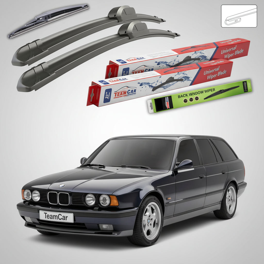 Ștergătoare TeamCar® pentru BMW Seria 5 Touring (E34) 1991–1997 – Set Față și Spate Flat