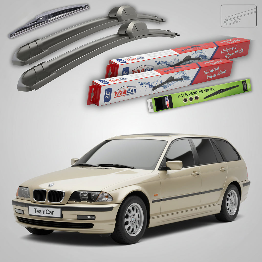 Ștergătoare TeamCar® pentru BMW Seria 3 Touring (E46) 1999–2005 – Set Față și Spate Flat