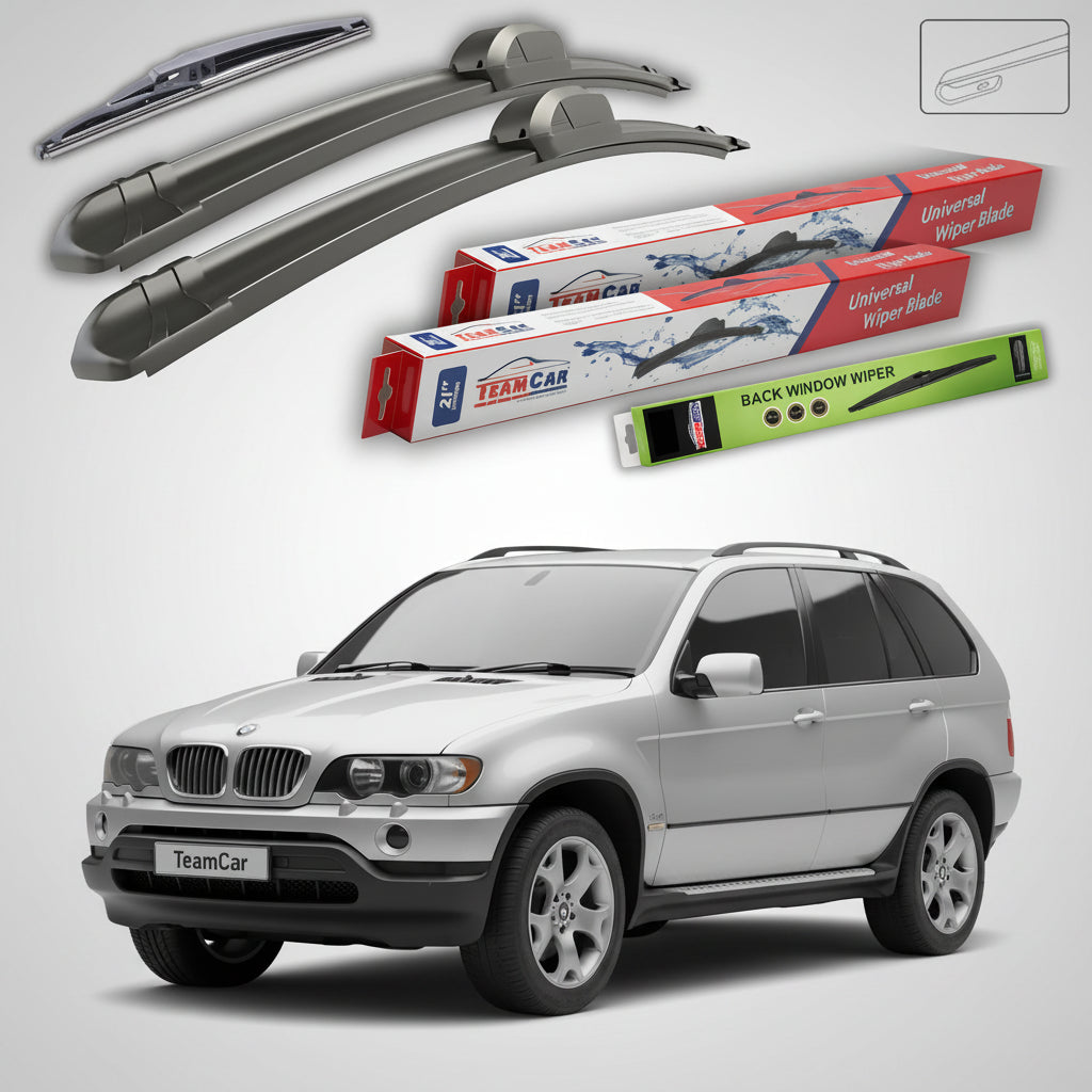 Ștergătoare TeamCar® pentru BMW X5 (E53) Facelift 2002–2006 – Set Față și Spate Flat