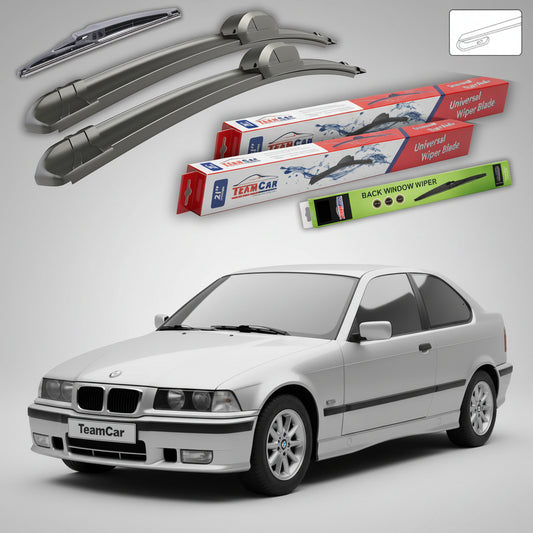 Ștergătoare TeamCar® pentru BMW Seria 3 Compact (E36) 1994–2000 – Set Față și Spate Flat