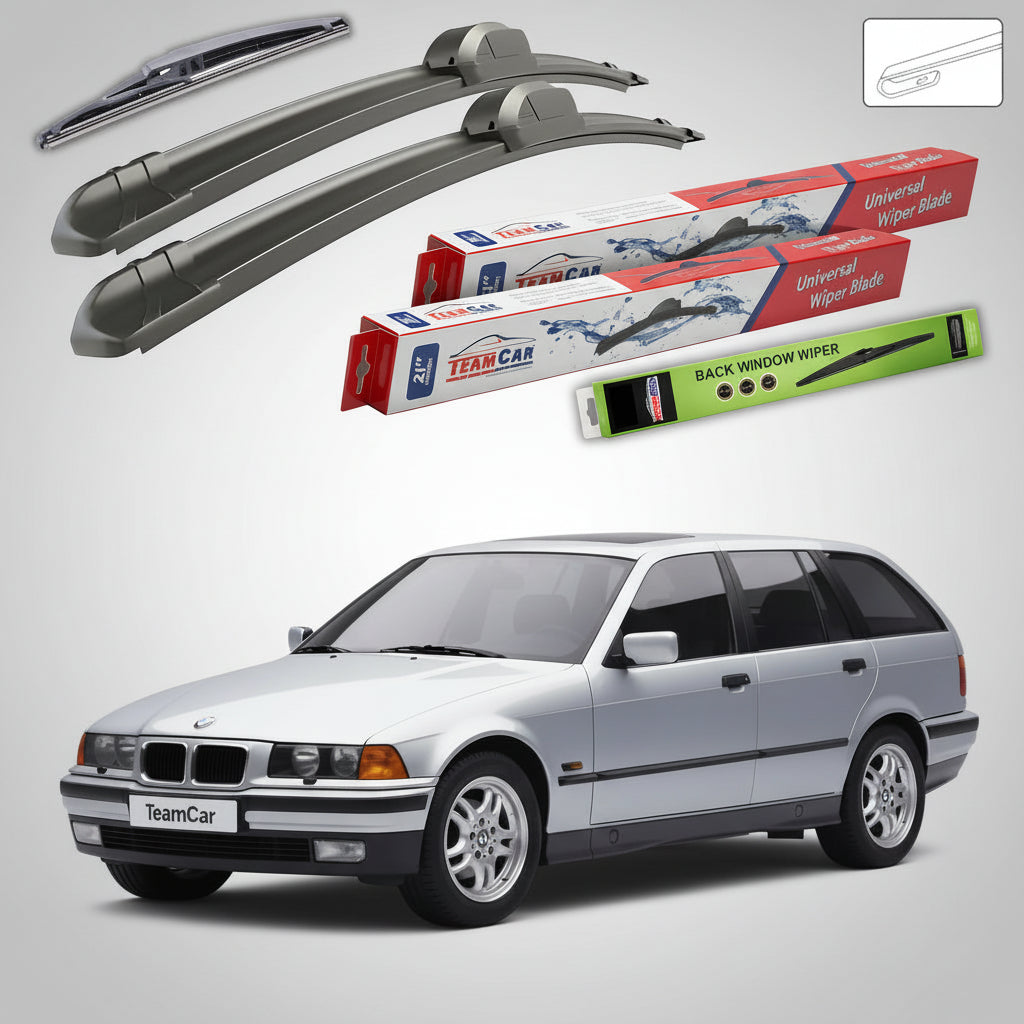 Ștergătoare TeamCar® pentru BMW Seria 3 Touring (E36) 1995–1999 – Set Față și Spate Flat