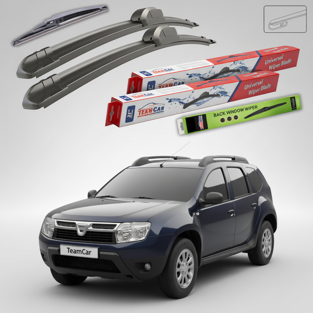 Ștergătoare TeamCar® pentru Dacia Duster I Faza 1 2010-2013 – Set Față și Spate Flat