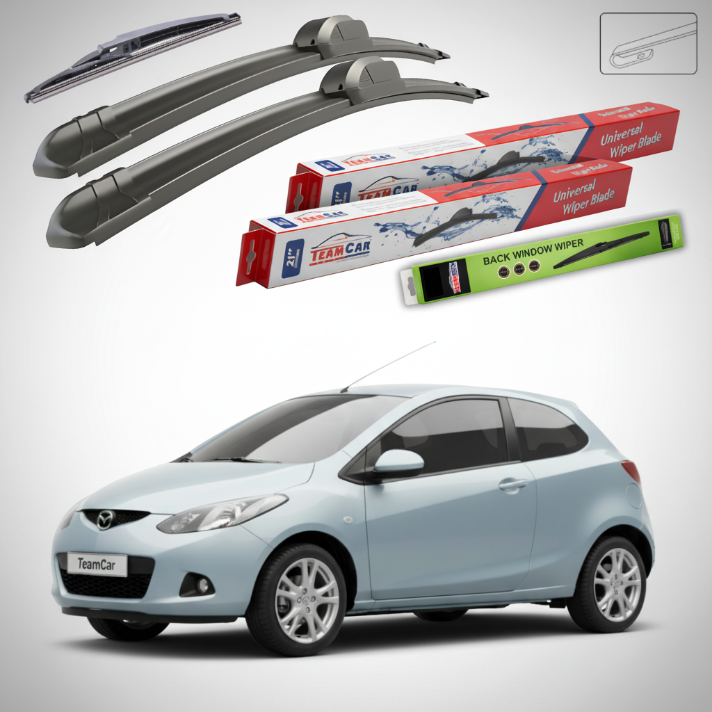 Ștergătoare Mazda 2 DE 2008-2010 | Set Față și Spate Flat – TeamCar®