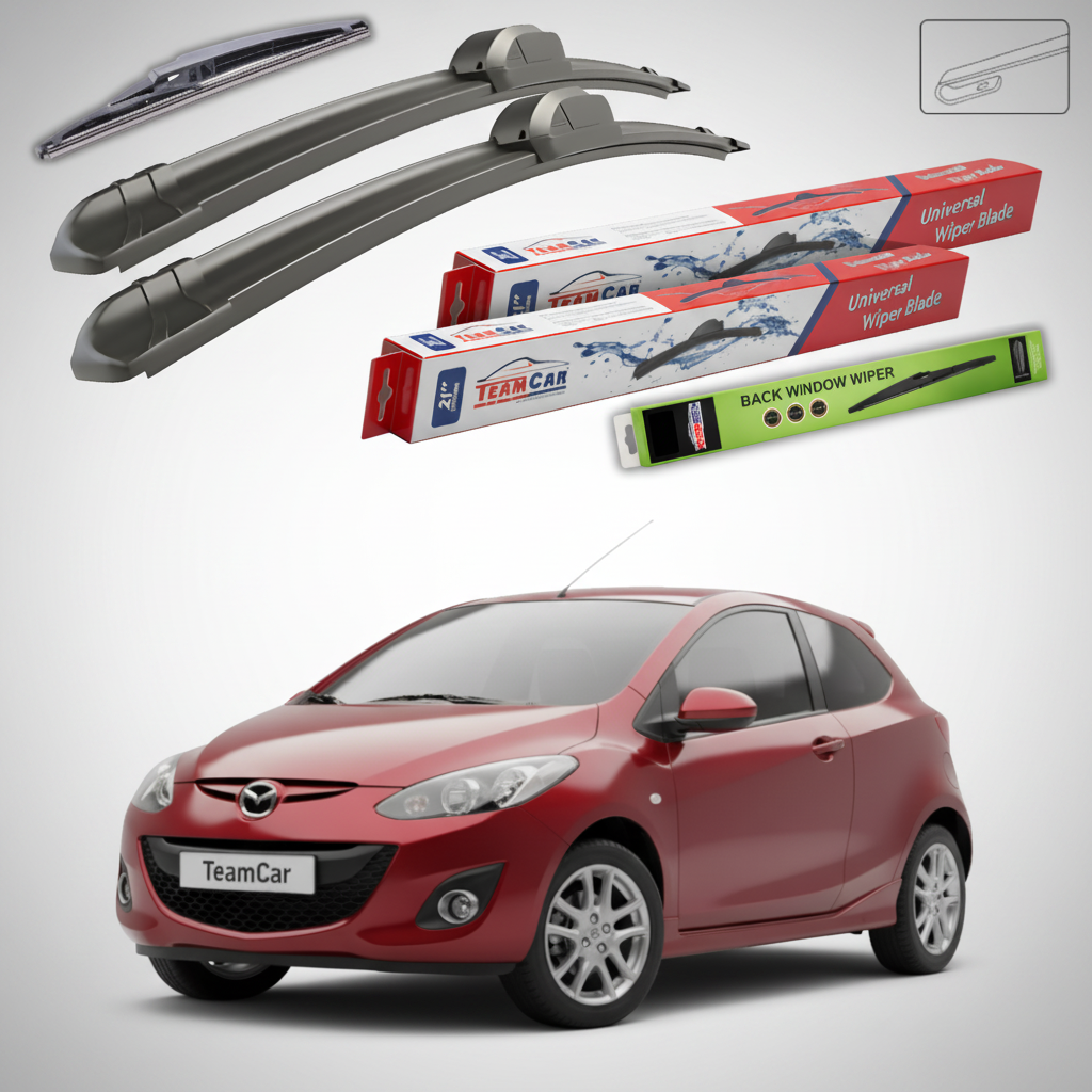 Ștergătoare Mazda 2 DE Facelift 2010-2014 | Set Față și Spate Flat – TeamCar®