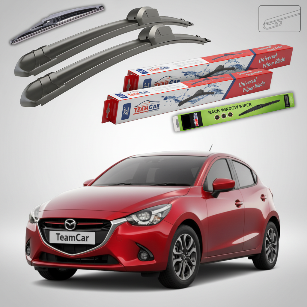 Ștergătoare Mazda 2 DJ 2014-2019 | Set Față și Spate Flat – TeamCar®