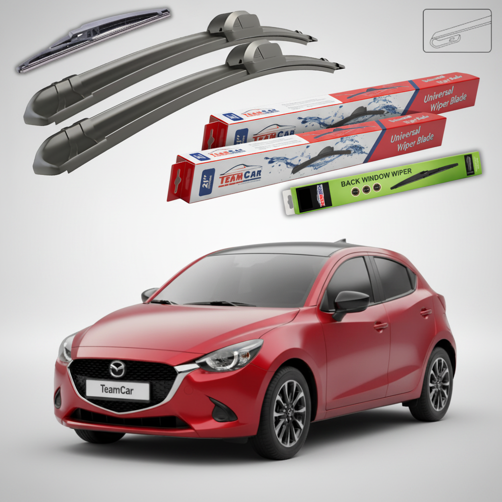 Ștergătoare Mazda 2 DJ Facelift 2019-2023 | Set Față și Spate Flat – TeamCar®