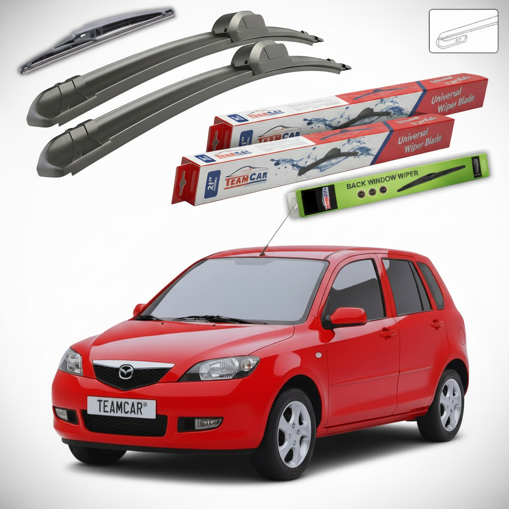 Ștergătoare Mazda 2 DY 2003-2005 | Set Față și Spate Flat – TeamCar®