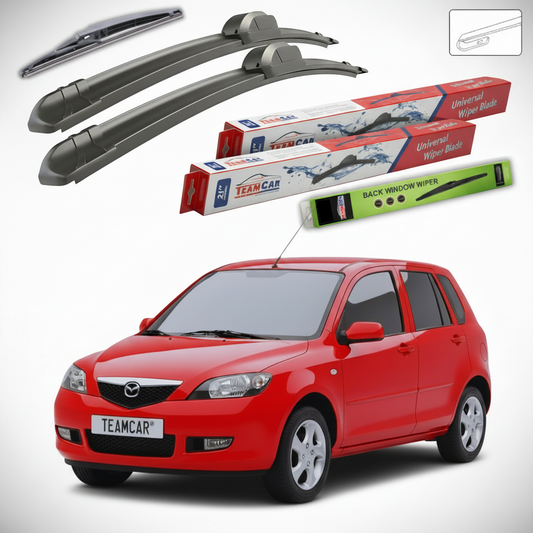 Ștergătoare Mazda 2 DY 2003-2005 | Set Față și Spate Flat – TeamCar®