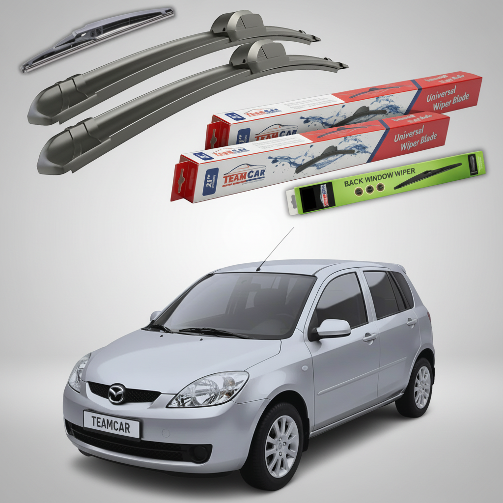 Ștergătoare Mazda 2 DY Facelift 2005-2007 | Set Față și Spate Flat – TeamCar®