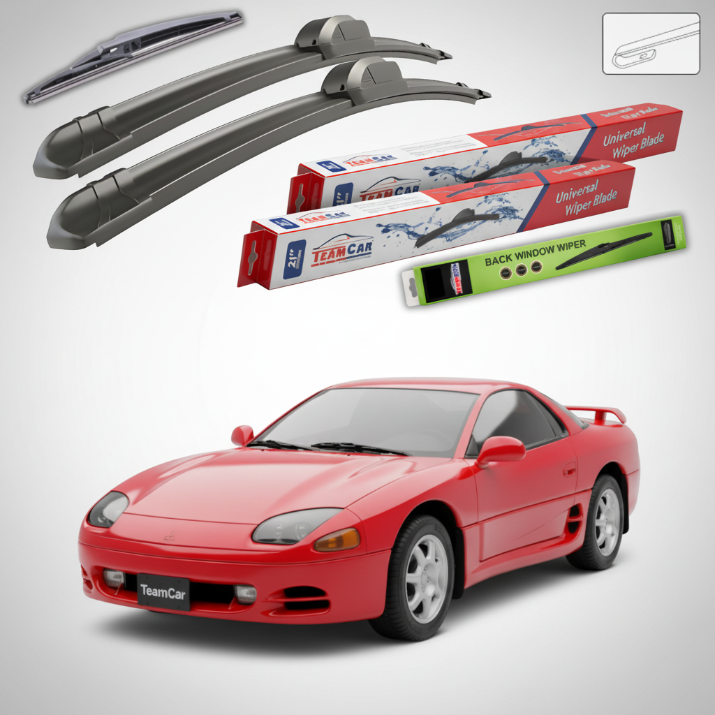 Ștergătoare TeamCar® pentru Mitsubishi 3000 GT Coupe (Z16A) 1992–2000 – Set Față și Spate Flat