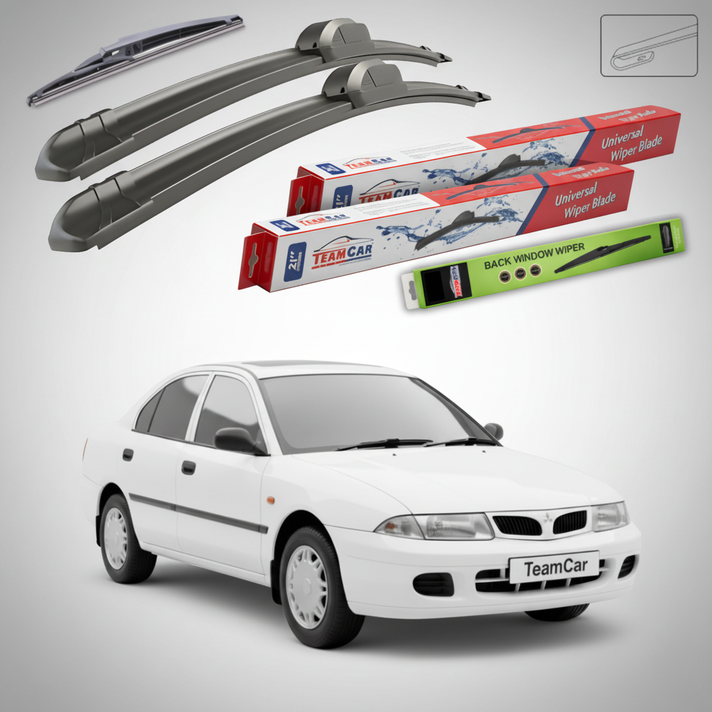 Ștergătoare TeamCar® pentru Mitsubishi Carisma Hatchback (DA_) 1995–2003 – Set Față și Spate Flat
