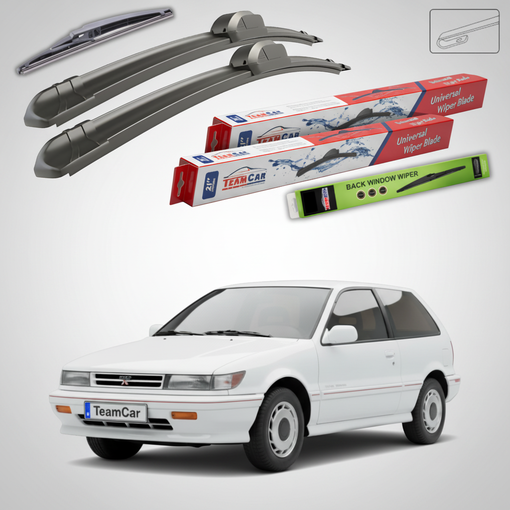 Ștergătoare TeamCar® pentru Mitsubishi Colt III/IV (C5_A, CA_A) 1988–1996 – Set Față și Spate Flat