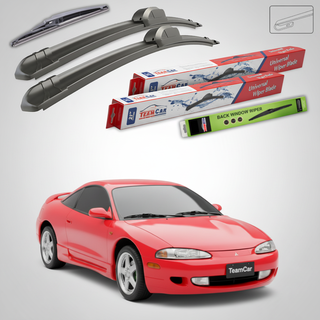 Ștergătoare TeamCar® pentru Mitsubishi Eclipse II (D31A, D32A) 1995–1999 – Set Față și Spate Flat