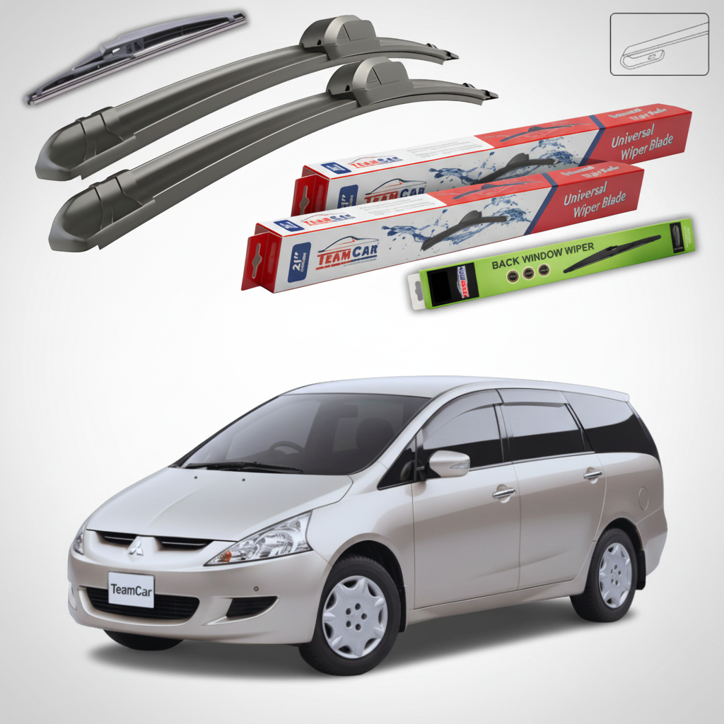 Stergatoare TeamCar pentru Mitsubishi Grandis Facelift MPV (NA_W) 2008-2010 - Set Fata si Spate Flat