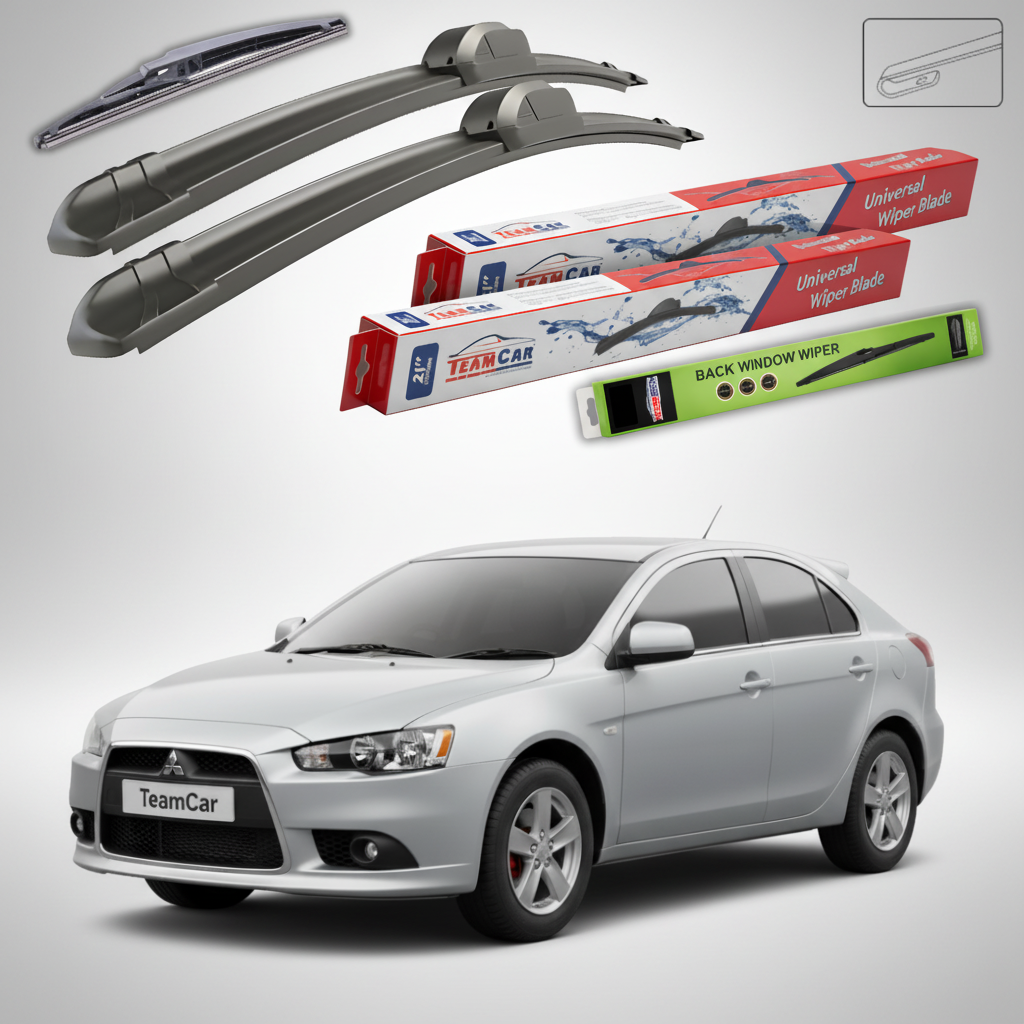 Ștergătoare TeamCar® pentru Mitsubishi Lancer Sportback (CX_A) 2008+ – Set Față și Spate Flat