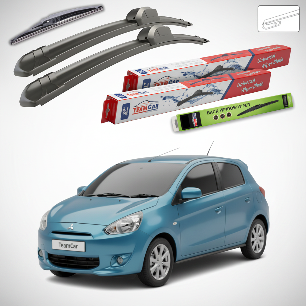 Ștergătoare TeamCar® pentru Mitsubishi Mirage / Space Star 2012+ – Set Față și Spate Flat