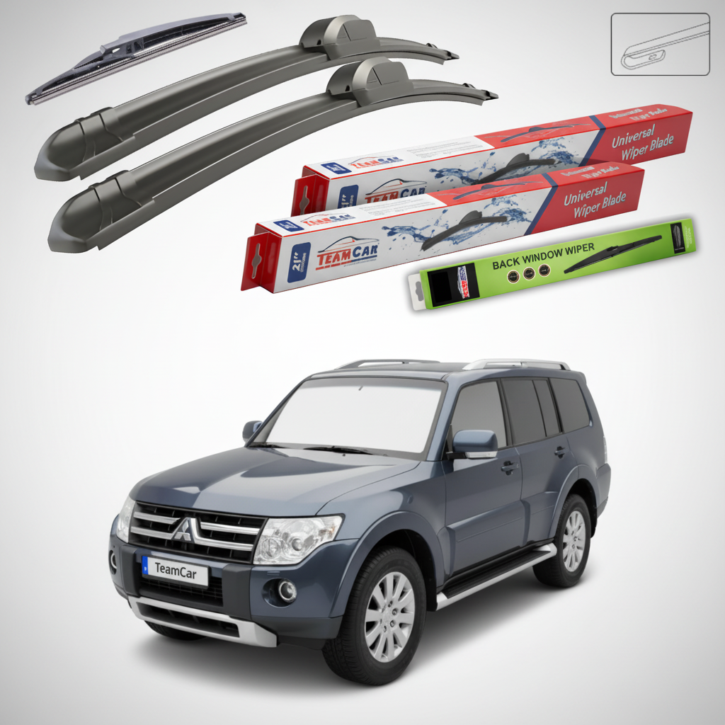 Ștergătoare TeamCar® pentru Mitsubishi Montero / Pajero IV (V80, V90) 2006–2009 – Set Față și Spate Flat