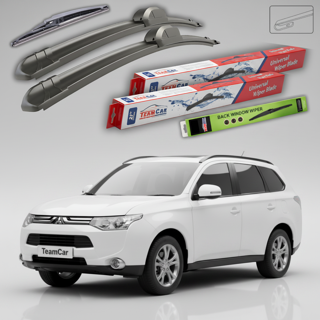 Ștergătoare TeamCar® pentru Mitsubishi Outlander II (CW_W) 2007–2012 – Set Față și Spate Flat
