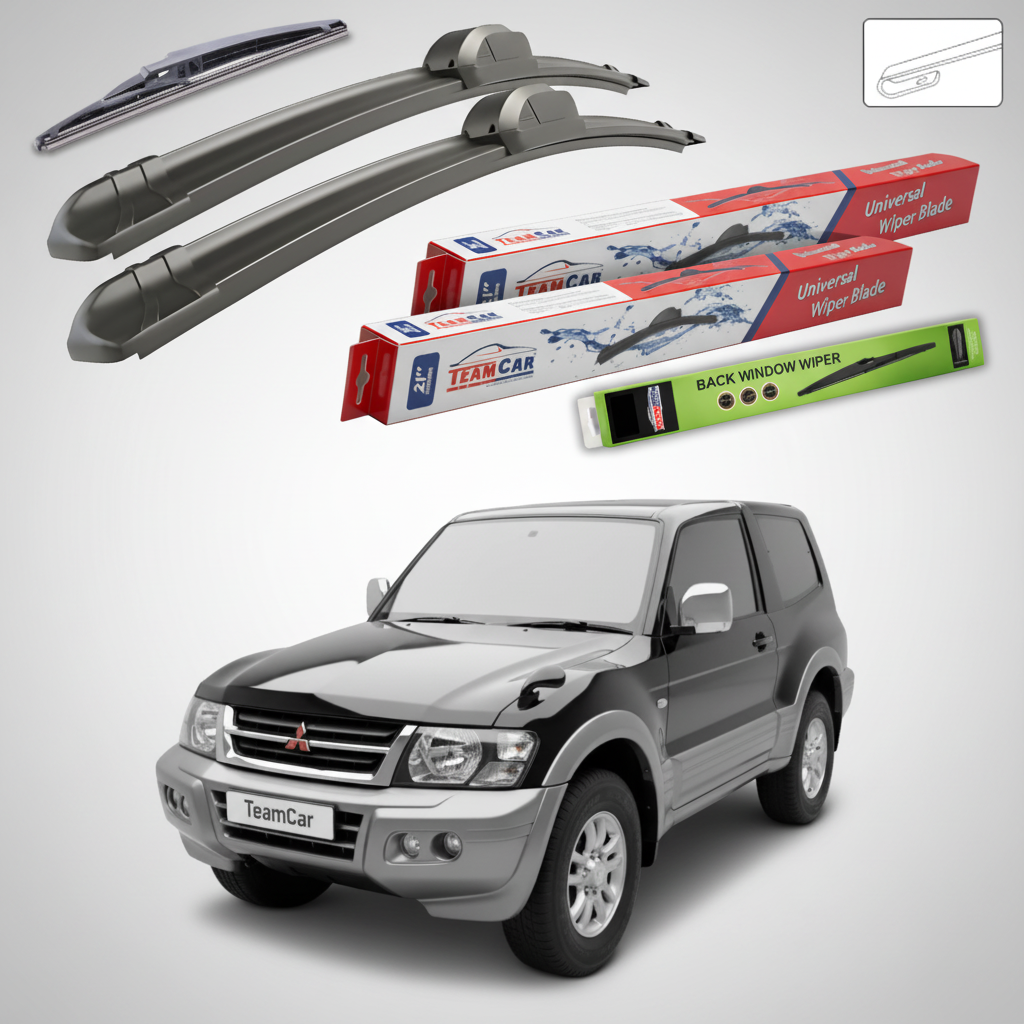 Ștergătoare TeamCar® pentru Mitsubishi Pajero III (V6_W, V7_W) 2000–2007 – Set Față și Spate Flat